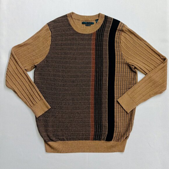 PERRY ELLIS Men's Textured Vertical Stripe Crewneck Sweater. Size XLT - Picture 2 of 6